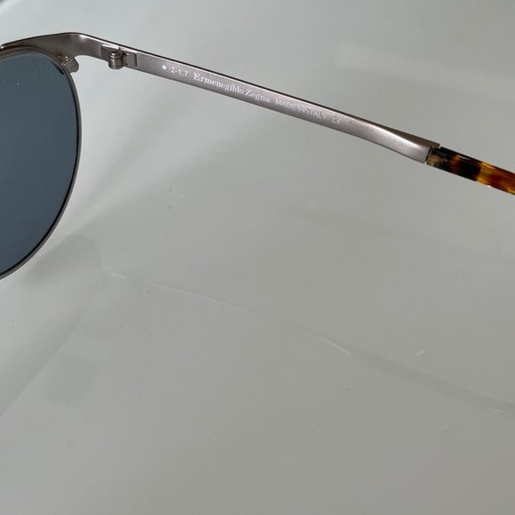 Ermenegildo Zegna Matte Gunmetal Round Sunglasses - Picture 3 of 9